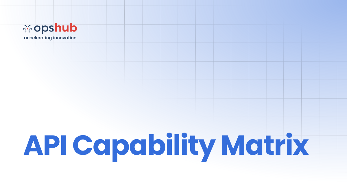 API Capability Matrix | Upcoming Release | OpsHub Product Guide